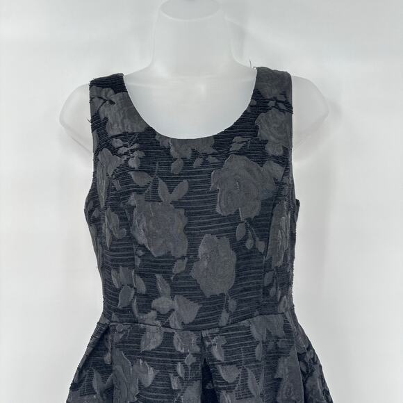 Coquette Black Velvet Burnout Bow Back Mini Dress S Whimsy Party Holiday Floral - Picture 3 of 8